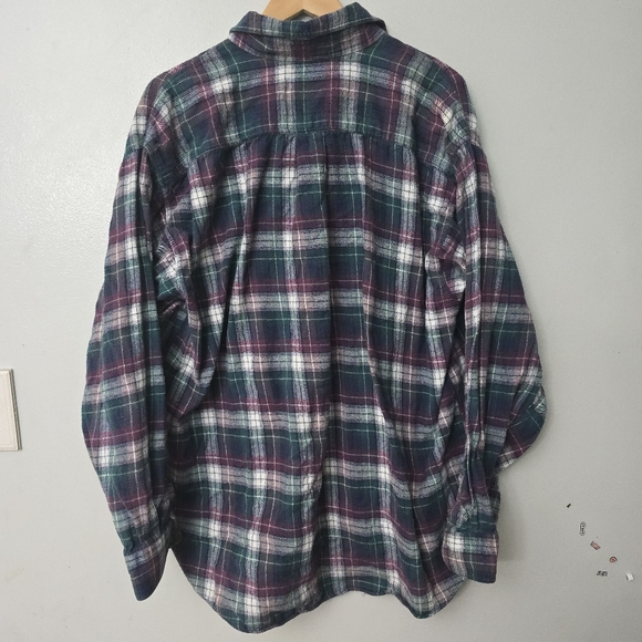 American Eagle Vintage Y2K Purple Green Plaid Flannel Shirt Men’s Size XL - Picture 4 of 8